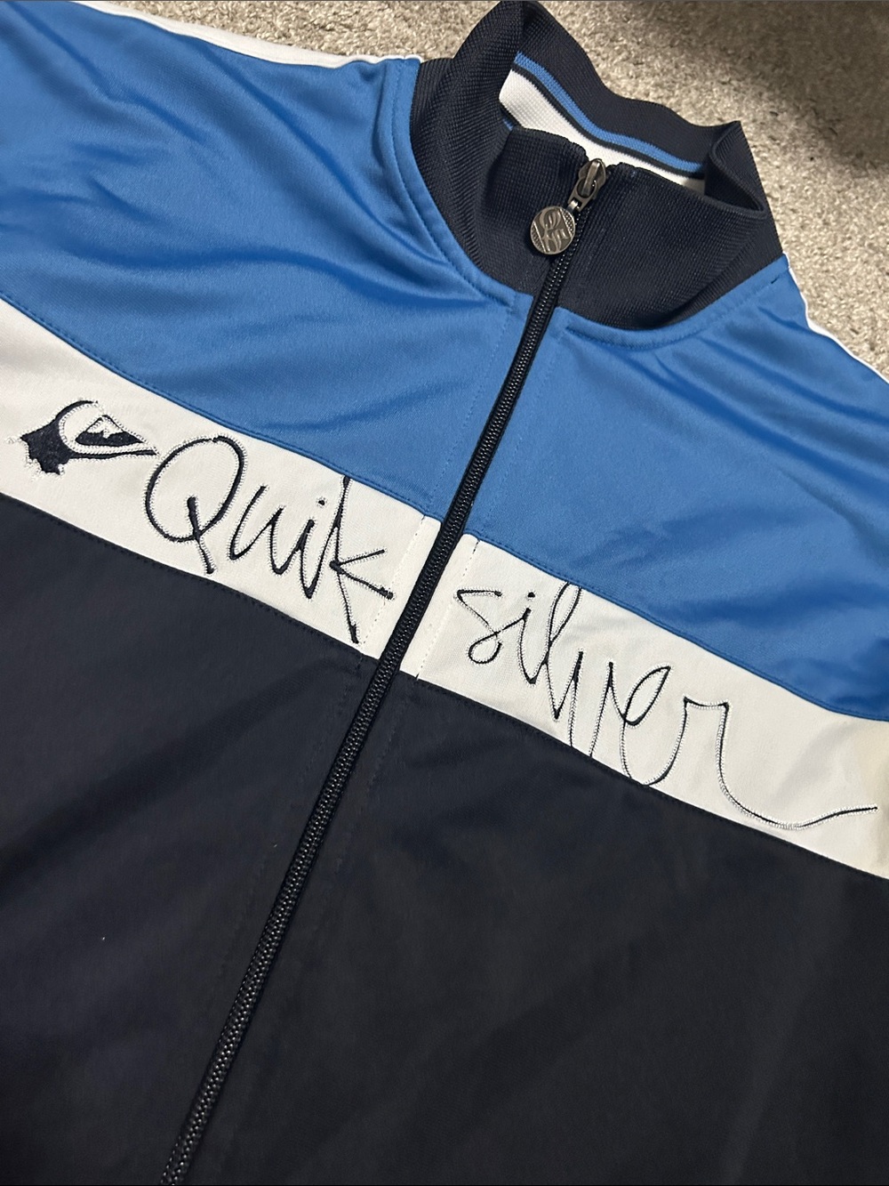 2000s Quiksilver Blue Zip Up Track Jacket Mens Medium Y2K - Picture 2 of 8